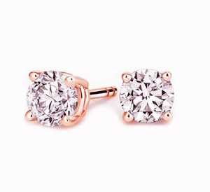 Diamond stud earrings lab 0.50cttw F VS1 14kt rose gold model RD050RLAB