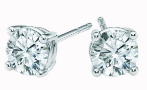 Diamond stud earrings lab 1.14cttw F VS114kt white gold model RD100WLAB