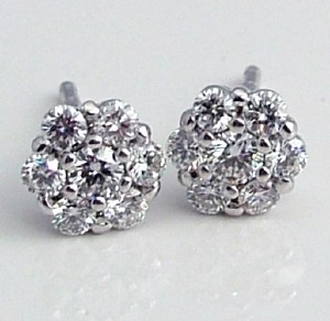 Diamond cluster earrings 14ktw .50cttw F VS