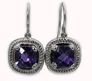 Amethyst earrings 18kt white gold dangles