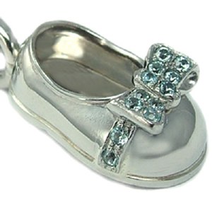 Baby Shoe Girl 18ktw Blue Zirc