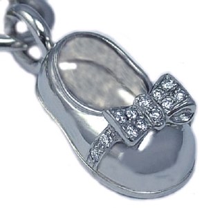 Baby Shoe Girl 18ktw Diamonds