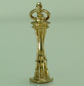Space Needle Charm 14kty Gold