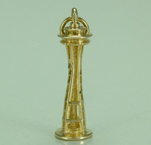 Space Needle Charm 14kty Gold
