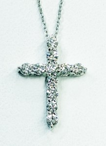 Diamond cross pendant 0.25 cttw F VS 14kt white gold model SWP0702W