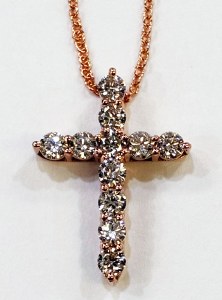 Diamond cross pendant 0.75 cttw F VS1 14kt rose gold model SWP0361R