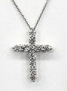 Diamond cross pendant 0.75 cttw F VS 14kt white gold model SWP0361W