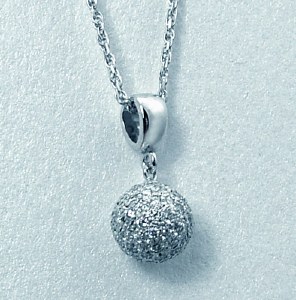 Pave Diamond Ball Pendant 14kt