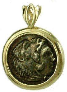 Silver Coin 14kty Gold Pendant