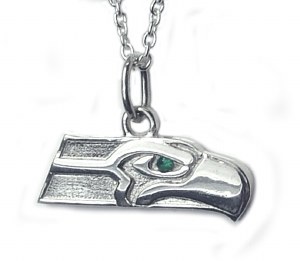 Seahawk sterling silver pendant with emerald SWP0889
