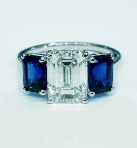 Diamond and sapphire ring 5.61 cttw F VVS1 14kt white gold model SWR-GIA-2201686899