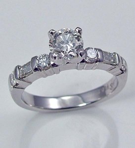 Diamond engagement Ring platinum 0.97cttw 0.52ct round center G SI1 model SWR0507P
