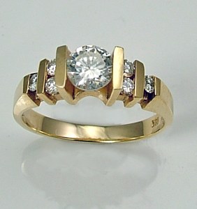 Diamond engagement ring 14kty gold .70cttw .52ct center G SI1