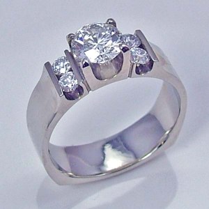 Diamond engagement ring 18kt white gold .97cttw  F-G VS