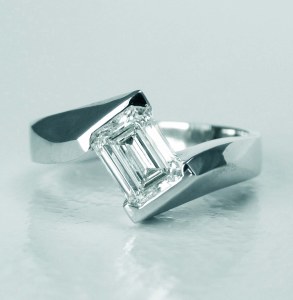 Diamond ring 14kt white gold 1.26ct emerald cut lab diamond model SWR2851W
