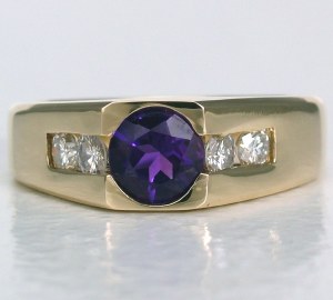 Men's Diamond Amethyst Ring