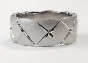 14kt white gold X design ring model SWR6685W