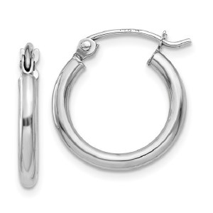 14kt white gold hoop earring 2mm wide 15mm diameter model T829L