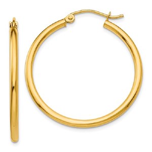 14kt yellow gold hoop earrings 2mm wide 36mm diameter model T913L