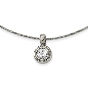 Stainless steel and titanium necklace cz model TBN178-17