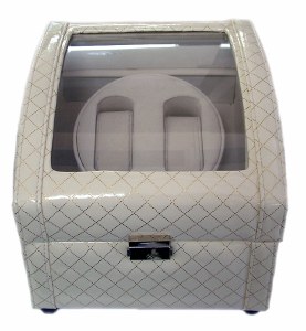 Watch winder biege and gold padded vinyl  holds 2 watches