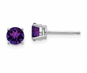 Amethyst Earrings 14kt white gold 5 mm amethyst model XE72WAM