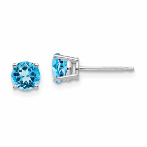 Blue Topaz Earrings 5mm 14kt white gold model XE72WBT