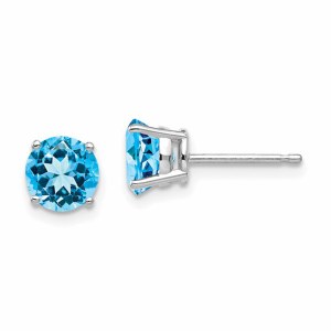 Blue Topaz Earrings 6mm 14ktw model XE73WBT
