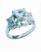 Three stone radiant cut ring 4.63 carat total weight G VS2 model 0010993-463