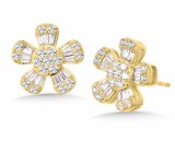 Diamond flower earrings 1.00cttw 14kt white gold model 030-EDD3562-W