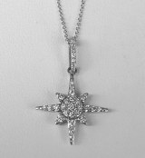 Diamond Starburst Pendant 0.25 cttw diamonds 14ktw model 030-PDD3068-W