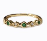 Diamond and emerald band 14kt yellow gold .14cttw model 061-R23210EM