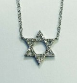 Stara of David diamond pendant 0.11cttw 14kt white gold chain model 068-NW5439ST