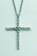 Diamond cross 0.10cttw 14kt white gold 18" 14kt chain
