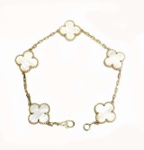 Five motif 18kt yellow gold bracelet mother of pearl clover model 114-CH709