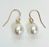 14kt yellow gold pearl drop earrings 11 x 9 mm oval shaped pearls model 144-23926-20g-11x9mm