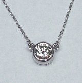Diamond pendant full bezel 0.50 ct round brilliant cut on 18" 14kt white gold chain model 144-2930--049W