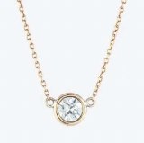 Diamond pendant full bezel 0.56 ct round brilliant cut on 18" 14kt yellow gold chain model 144-2930-056Y