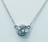 Diamond pendant full bezel 0.75 ct round brilliant cut H SI2 14ktW gold  model 144-2930-075W