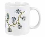 White porcelain mug with diamond charm bracelet 11 ounces model 144-61-10306