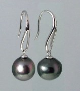 Black Tahitian Pearl Earrings 12mm 14kt White Gold