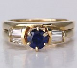 Sapphire and diamond ring 14kt yellow gold .93cttw