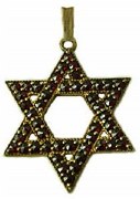 Star of David with garnet 14kty gold model 247-0209