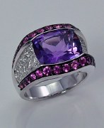 Amethyst diamond sapphire ring 18ktw gold 4.98cttw model 268-R619