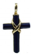 Cross made of blue lapis and 14kt yellow gold model 28233