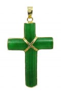 Cross of green jade and 14kt yellow gold model 28244