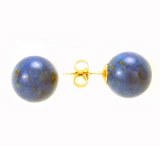 Lapis earrings 10mm round 14kt yellow gold