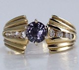 Sapphire and diamond ring 14kt yellow gold 1.05cttw