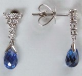 Sapphire and diamond earrings 18ktw gold 2.07cttw F VS