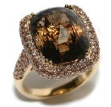 Smoky quartz and diamond 18kt yellow gold 9.72ct quartz 2.26cttw diamonds